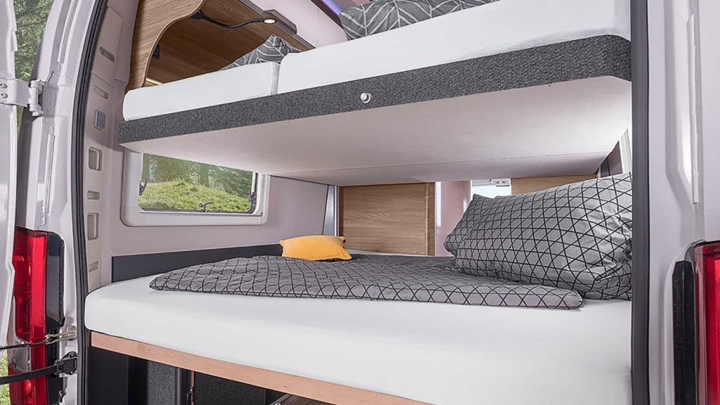 Foam mattresses in camper van