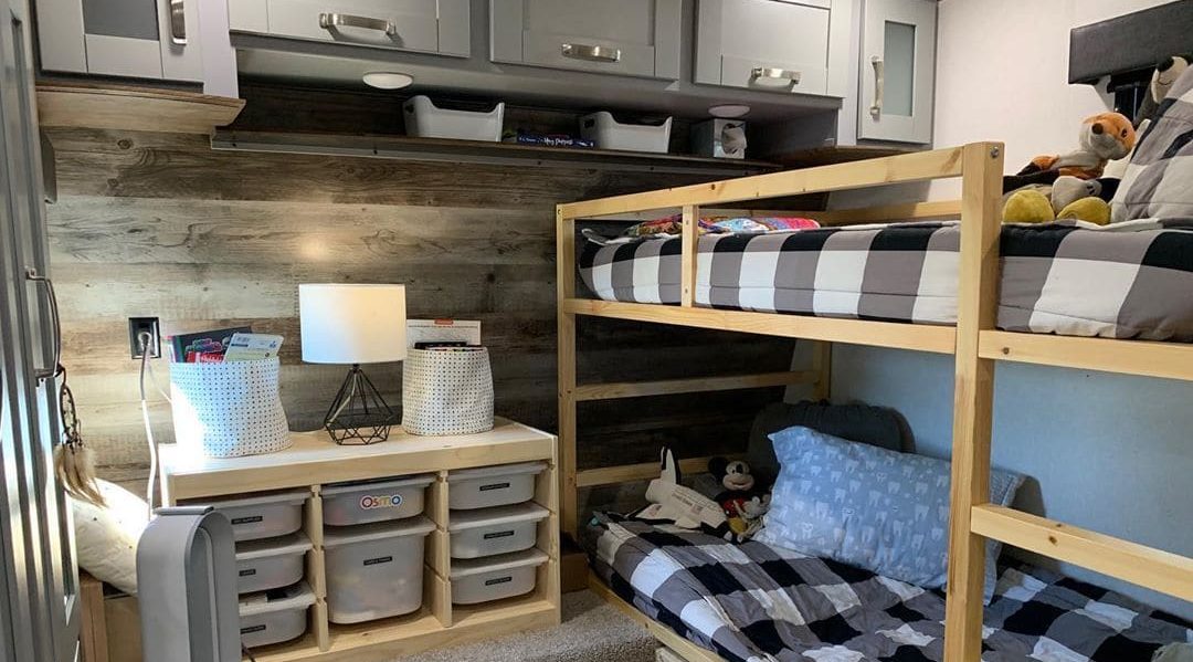 Pine bunk bed set in RV